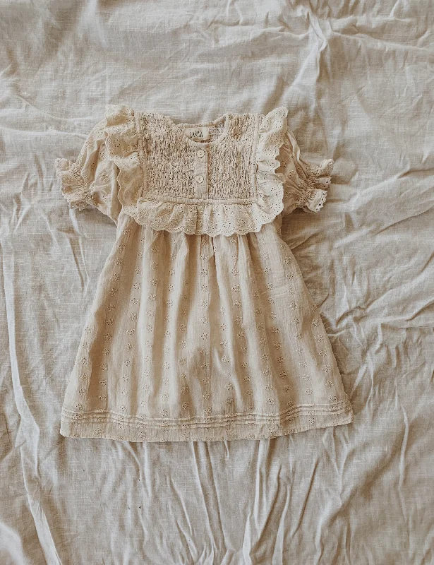 Fantastic Offers 100% RECYCLED COTTON - ANNABELLE GIRL'S DRESS ANTIQUE WHITE