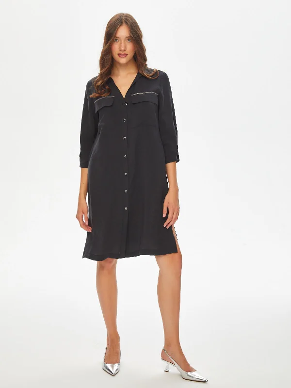 Incredible Offers Chain Stripe Detailed Modal 3/4 Sleeve Dress 69238