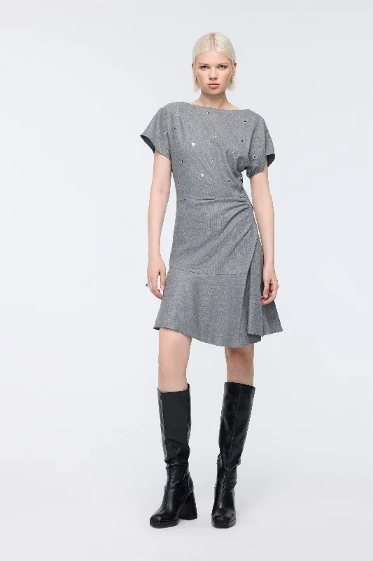 Special Savings Eyelet Gray Mini Dress