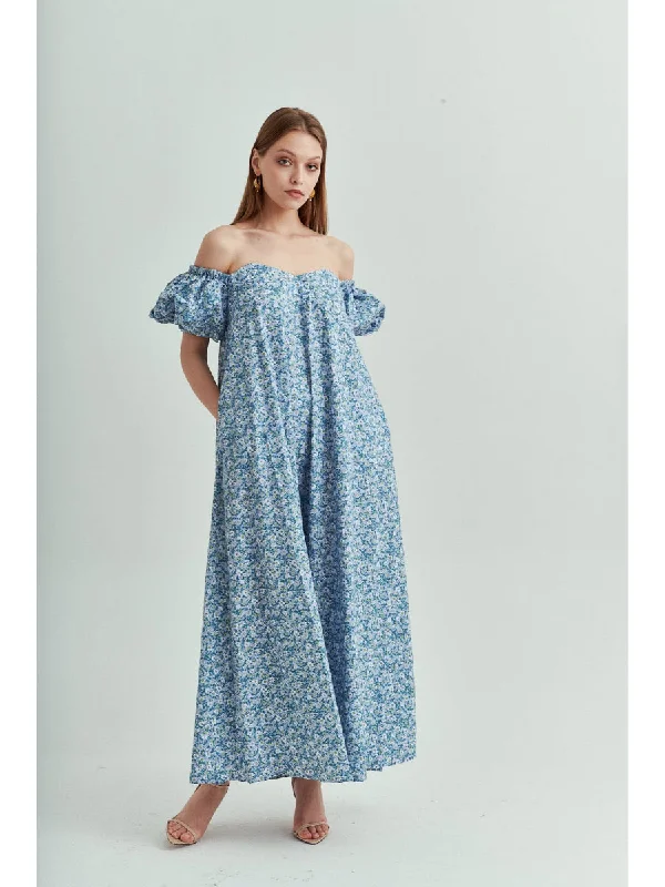 Low Prices Jasmine Off the Shoulder Maxi Blue Dress