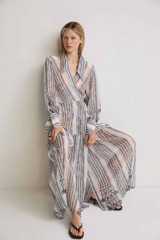 Special Price Multicolor Column Pattern Chiffon Dress