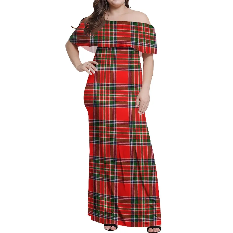 Unmissable Offer MacBain Tartan Off Shoulder Long Dress