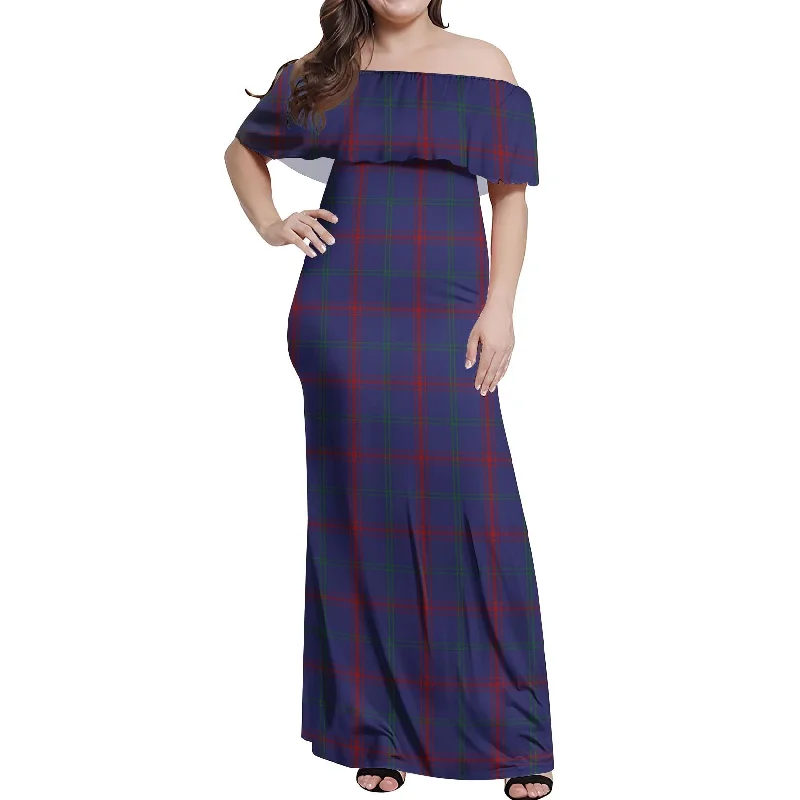 Amazing Deals Lynch Tartan Off Shoulder Long Dress