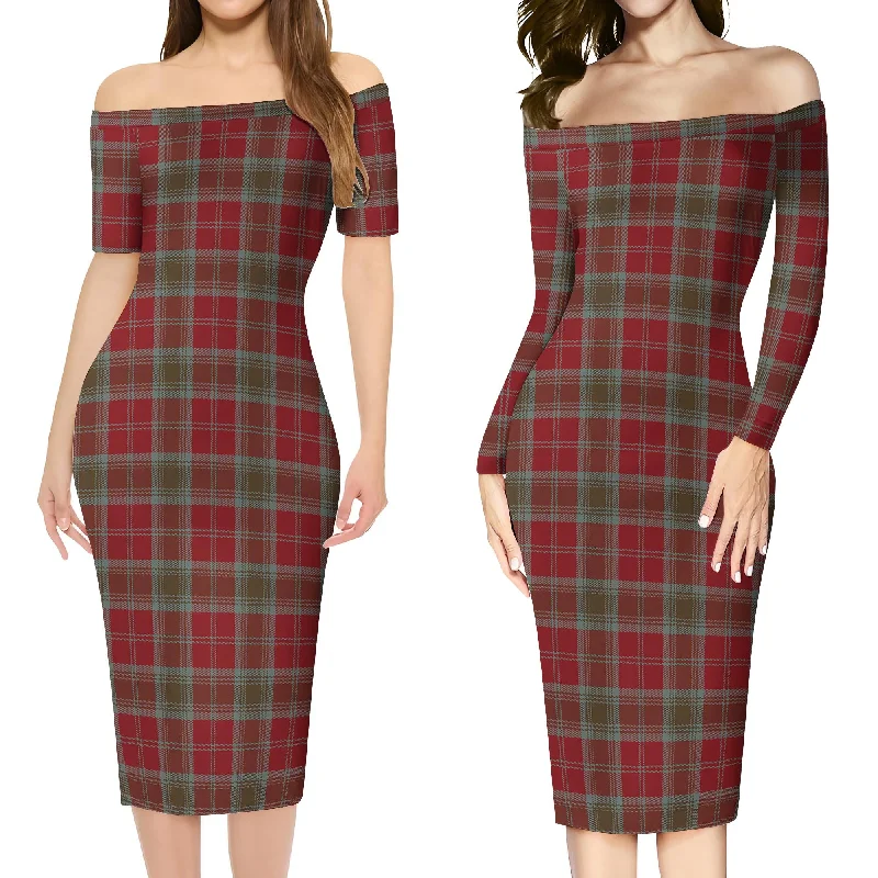 Deal Zone Lindsay Weathered Tartan Off Shoulder Lady Dress