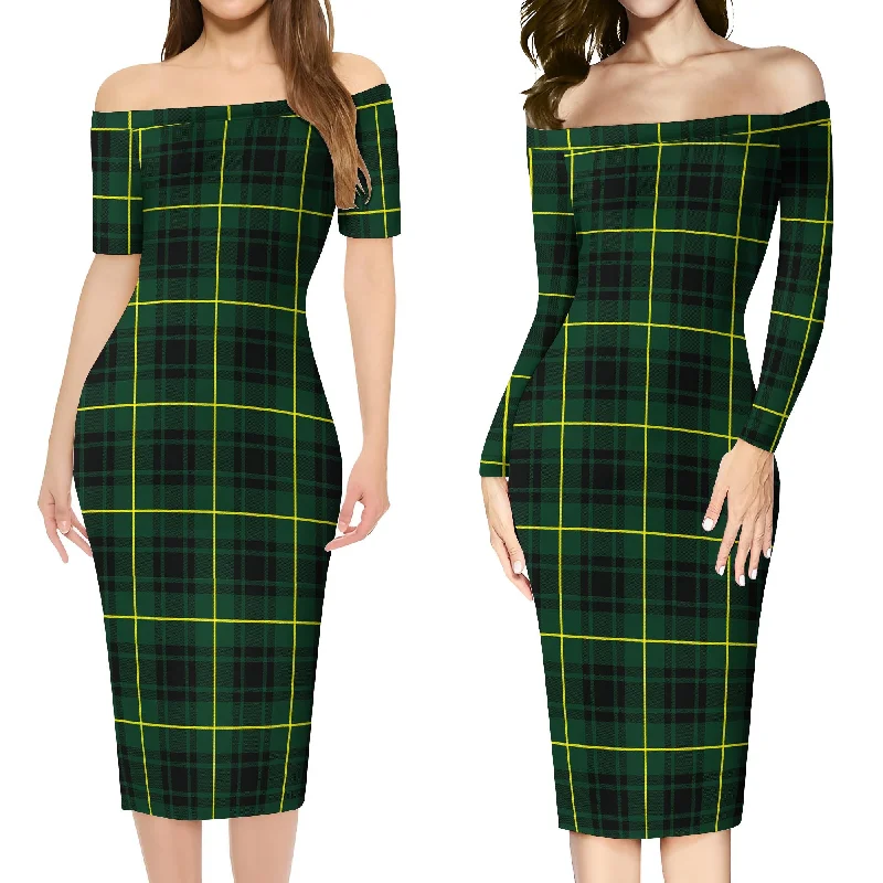 Blowout Deals MacArthur Modern Tartan Off Shoulder Lady Dress