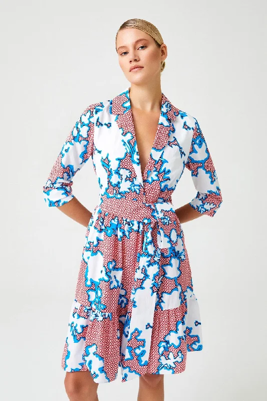 Crazy Savings Patterned Belted Double-Breasted Mini Dress