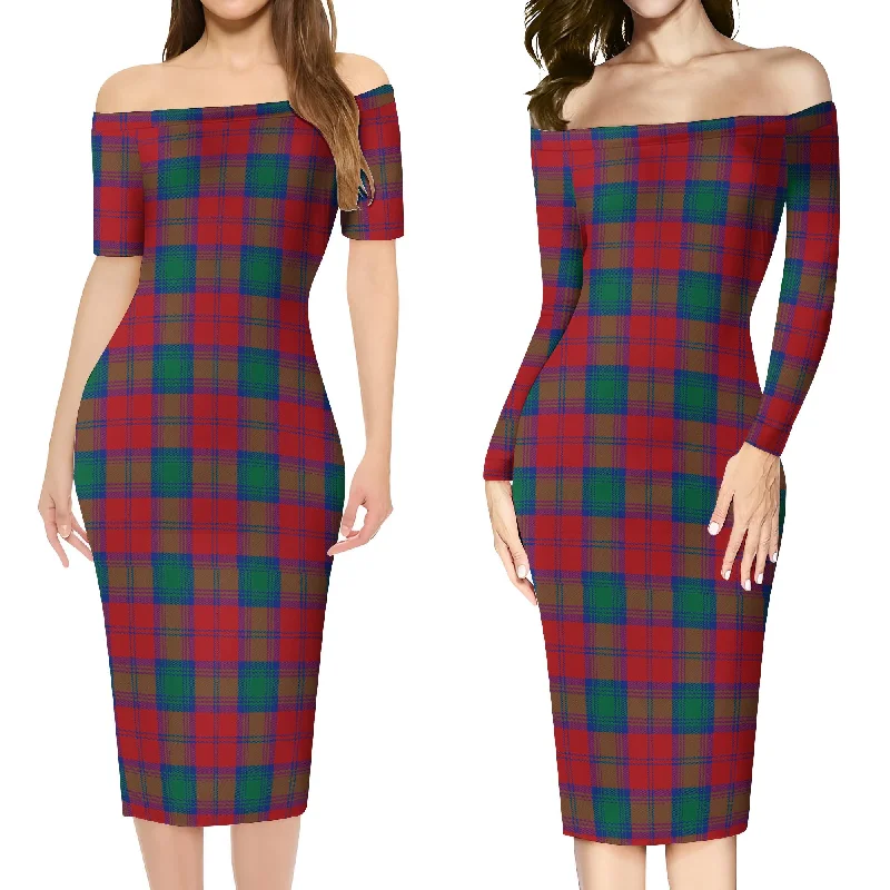 New Arrival Lindsay Modern Tartan Off Shoulder Lady Dress