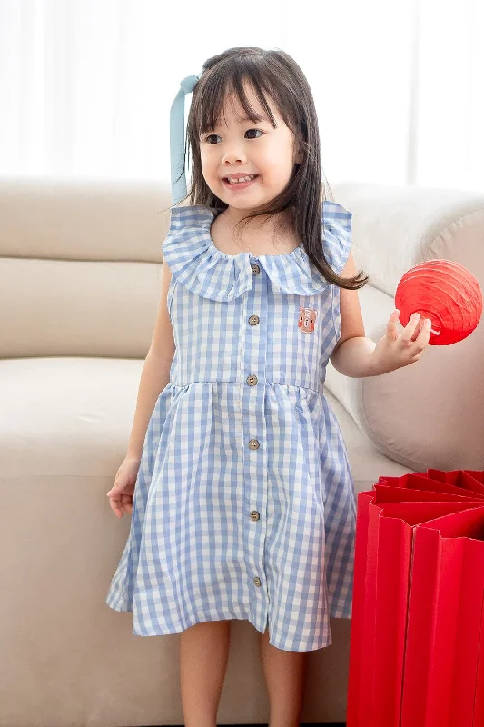 Price Reduction NM X LEBEAR BLISS GINGHAM DRESS IN SKY BLUE
