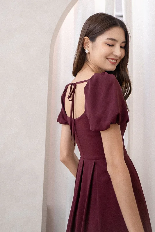 Epic Deals ROSELLE PUFF SLEEVE MAXI IN BURGUNDY