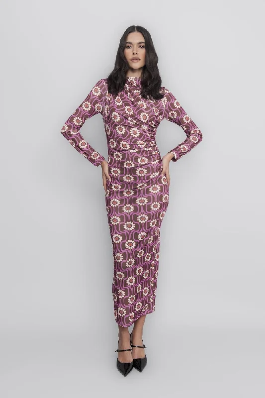 Incredible Offers Lilac Draped Pencil Midi Dress