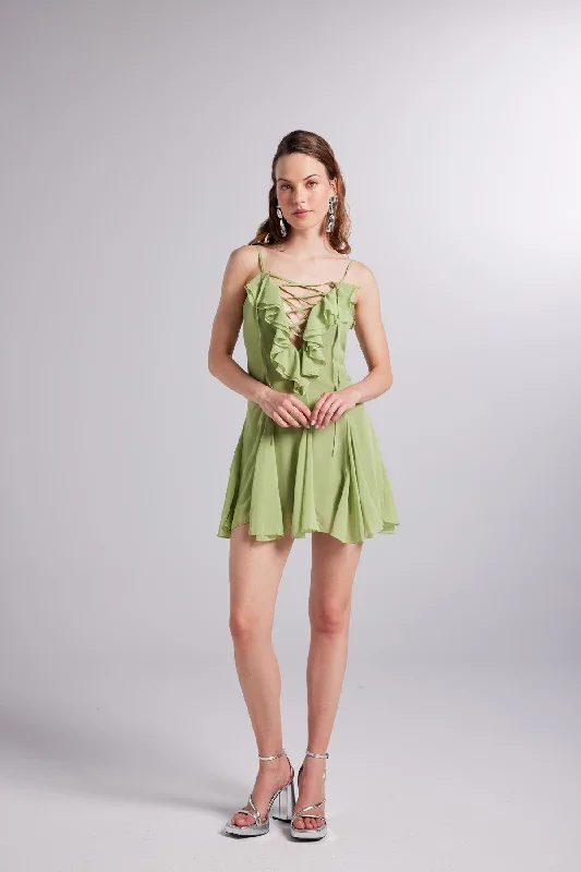 Flash Sale Sorento Chiffon Mini Dress Green