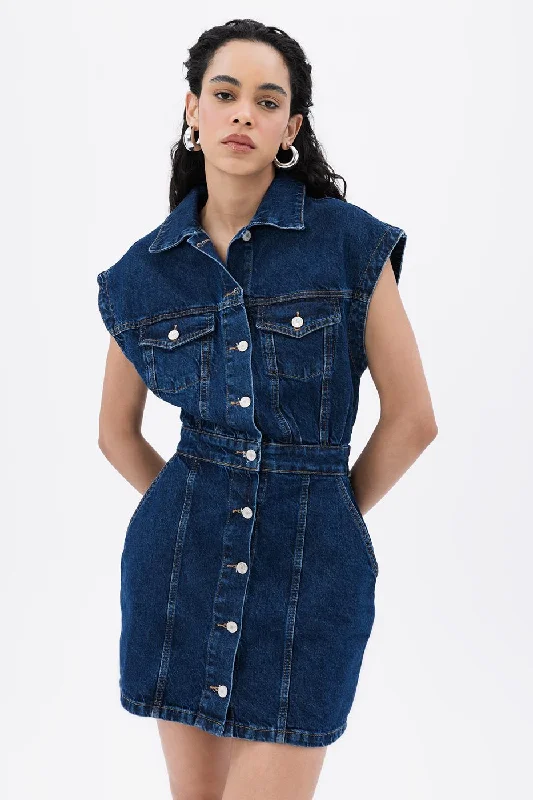 Bargain Blast Navy Blue Denim Mini Dress