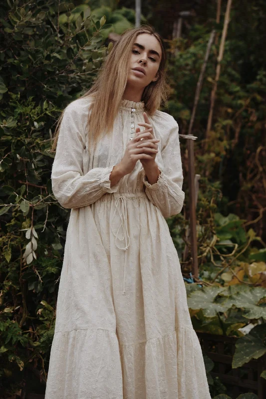Shop and Save PRAIRIE DRESS ANTIQUE WHITE LACE COTTON