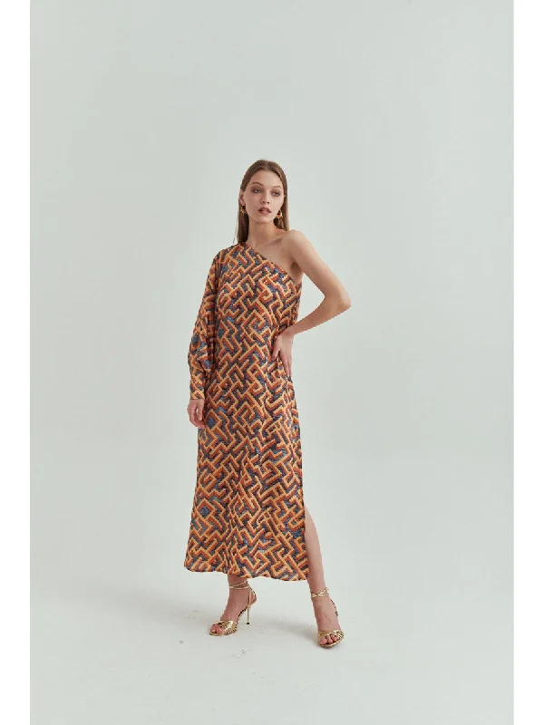 Daily Deals Helene Labyrinth One Shoulder Dress