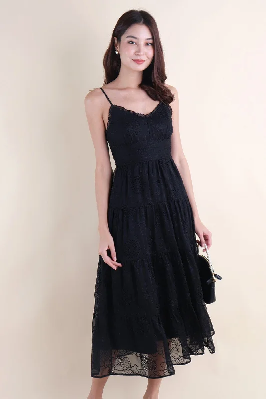 Value Deals DREAM EMBOSSED MAXI DRESS IN BLACK