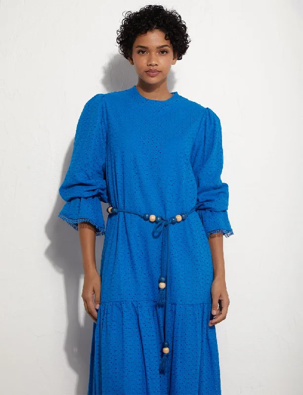 Great Deals Scalloped Cobalt Blue Maxi Dress