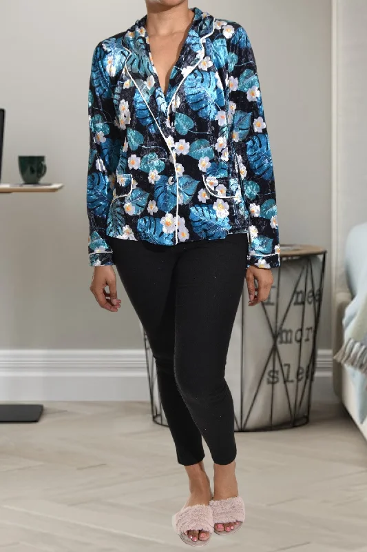 Blue Floral Pj Top