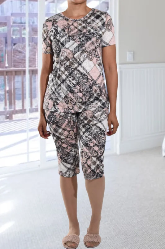 Can't Be Beat Best sellersBlack Printed 3/4 Pyjama Set