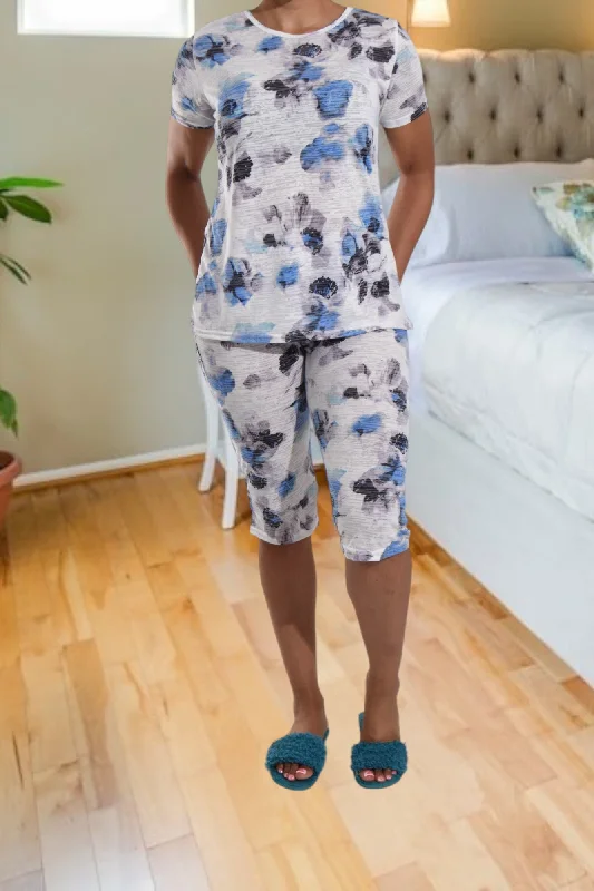 Overstock Sale Big salesBlue And Grey 3/4 Pyjama Set