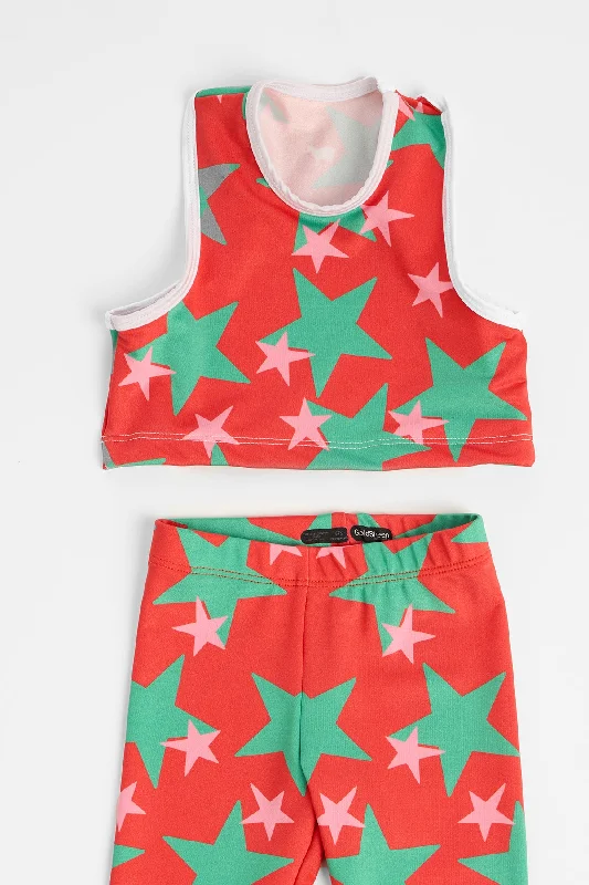 Christmas Stars Red Kids Crop Top