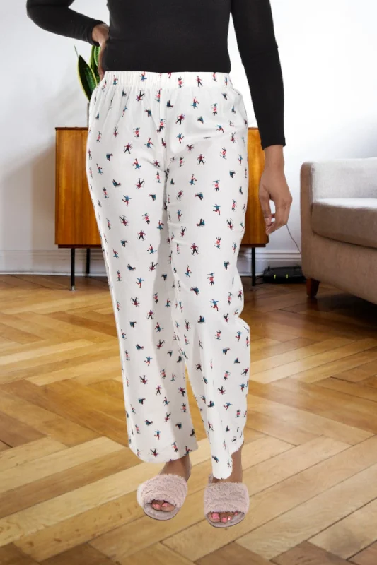 White Printed Pj Sleep Pants