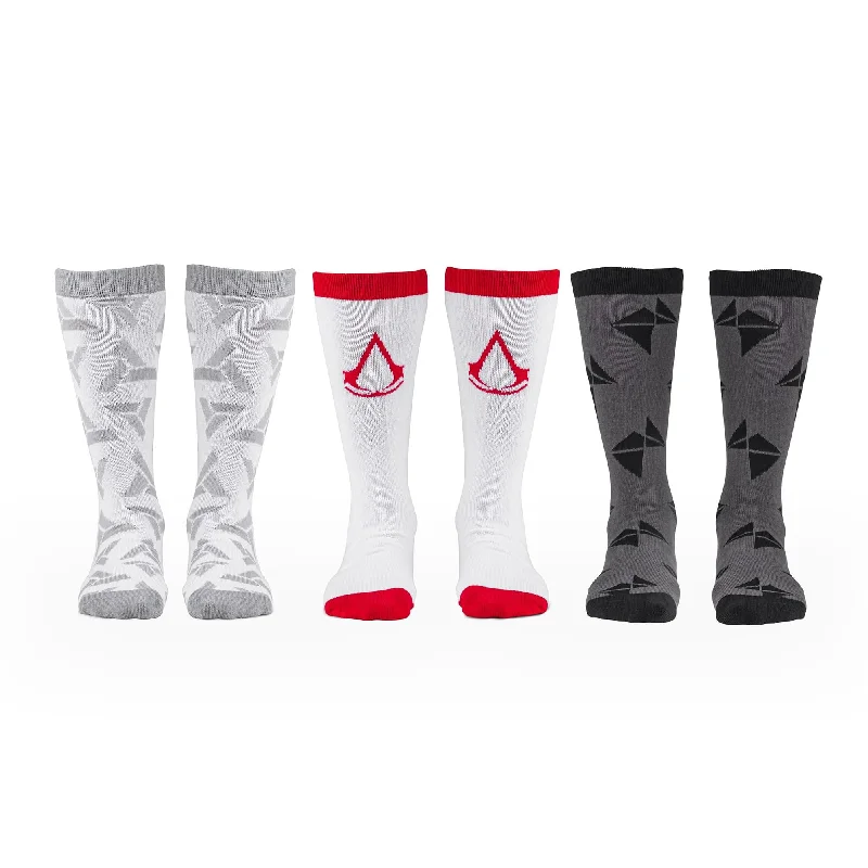 Assassins Creed Icons Mens Crew Socks | Video Game Socks | 3 Pairs Size 9-12