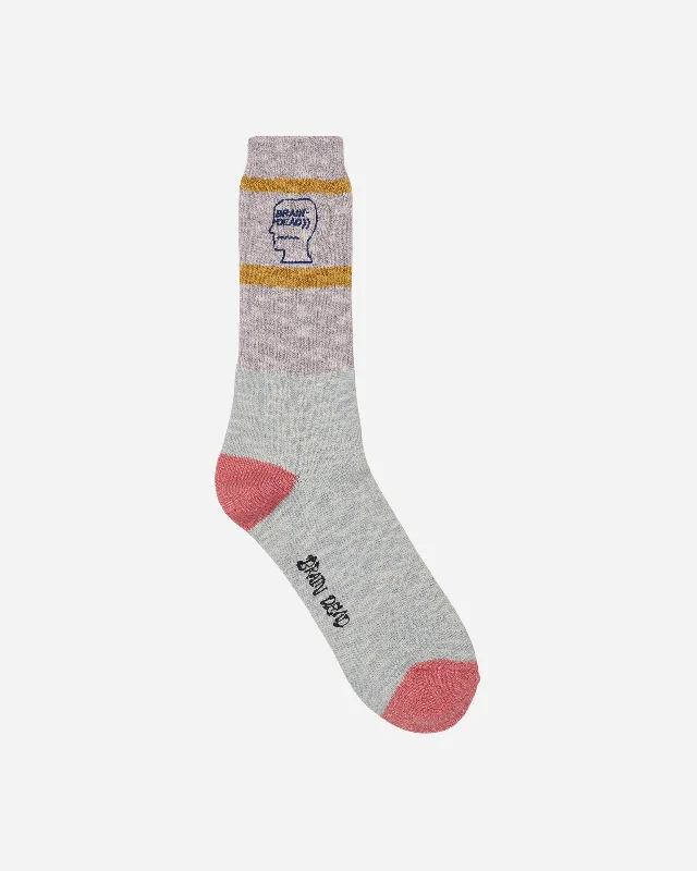 Slub 2 Stripes Crew Socks Light Blue