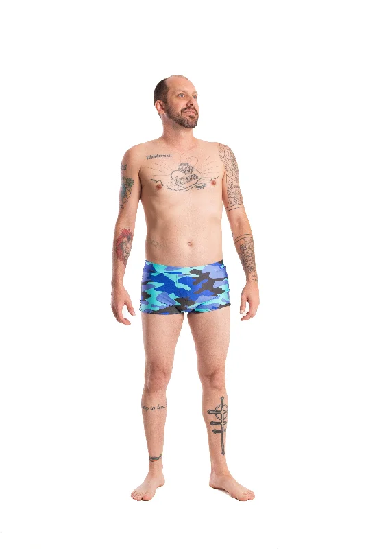 Brazilian Style Trunks, Camouflage Blue, Cool Form Light