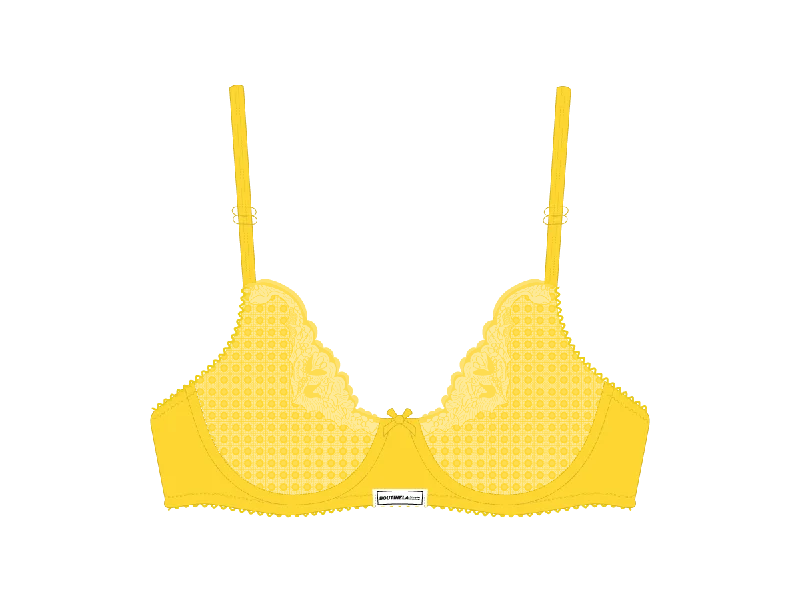 Lilly Yellow Lace Bow Bra