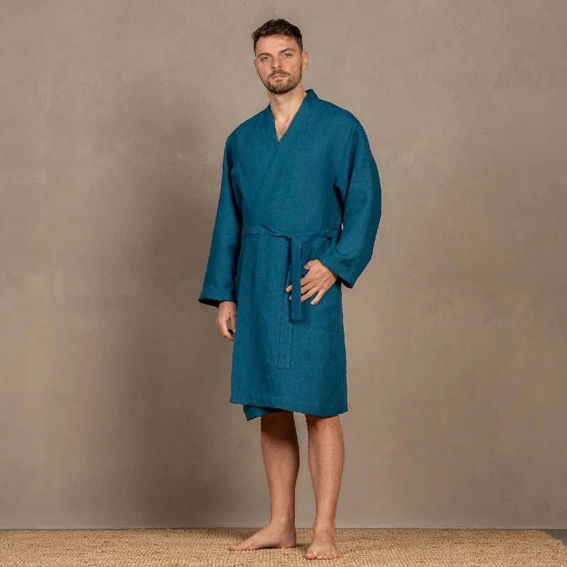 Men's 100% Linen Bath Robe