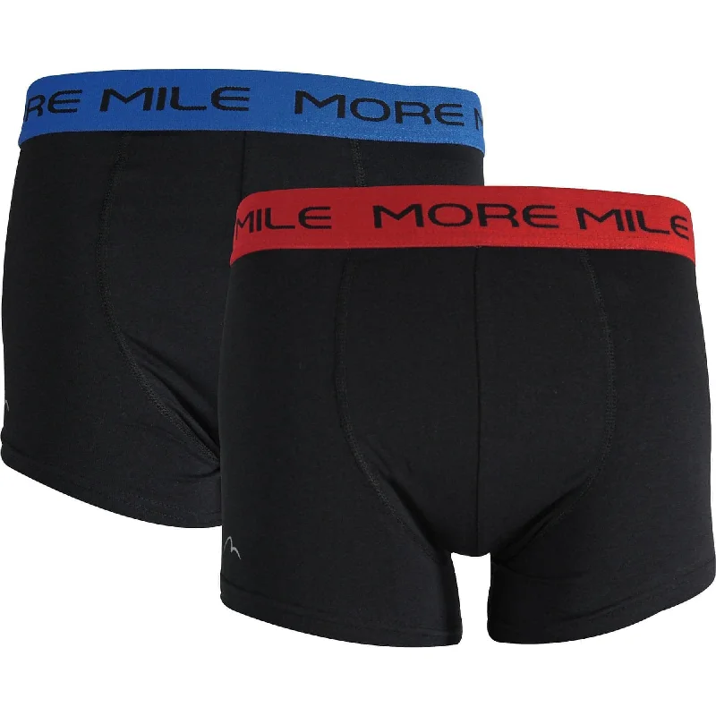 More Mile Classic (2 Pack) Mens Boxer Shorts - Black