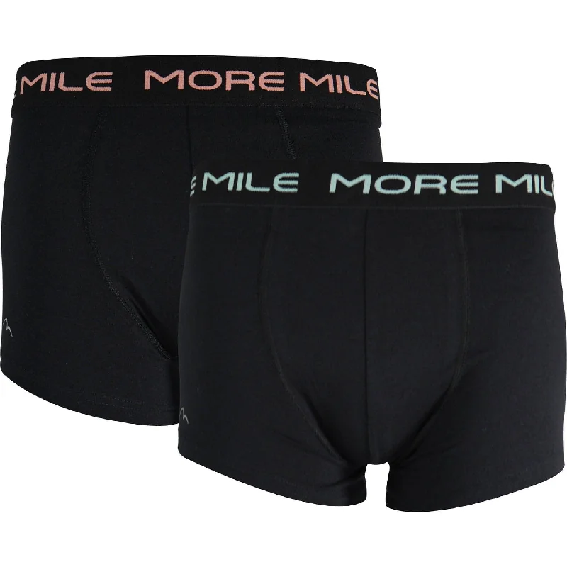 More Mile Classic (2 Pack) Mens Boxer Shorts - Black