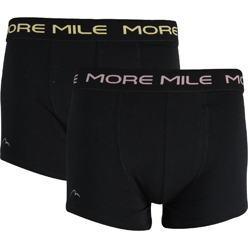 More Mile Classic (2 Pack) Mens Boxer Shorts - Black