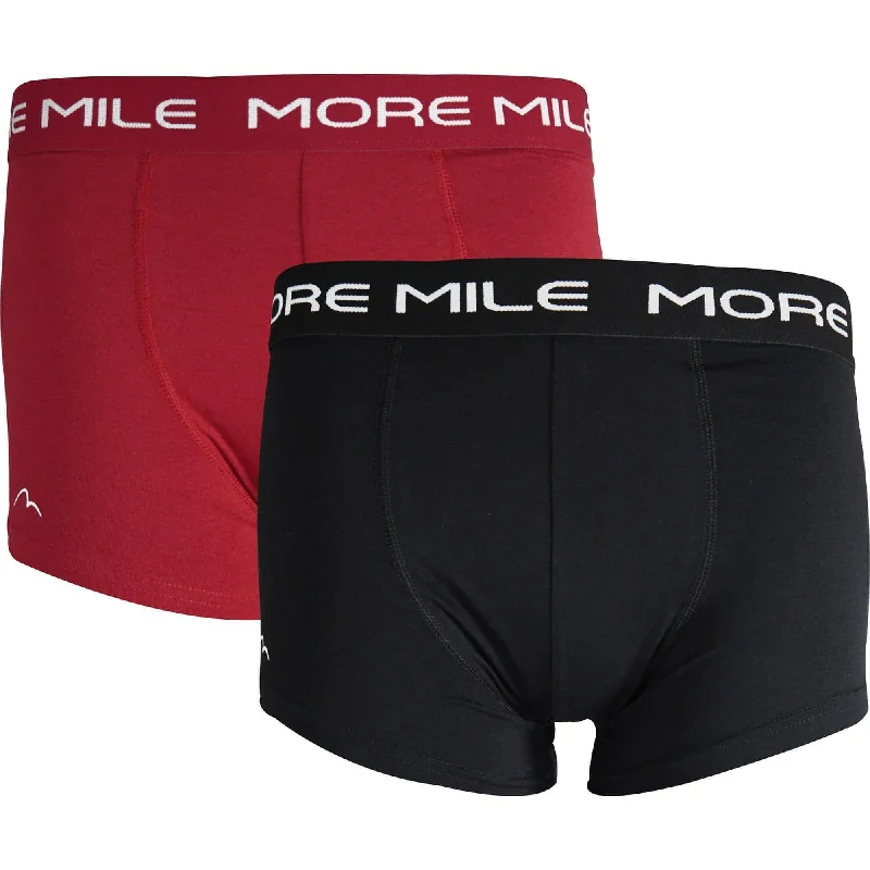 More Mile Classic (2 Pack) Mens Boxer Shorts - Black