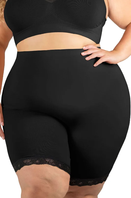 Plus Size Anti Chafing High Rise Long Cotton Rich Shorts