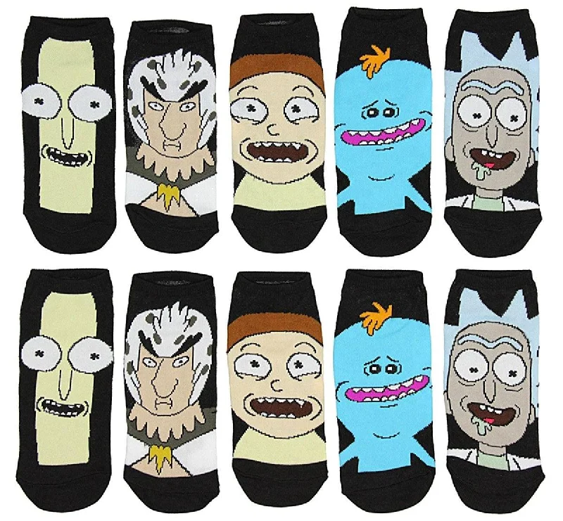 Rick and Morty Women's Low Cut Ankle Socks, Asst. Characters 5-Pack