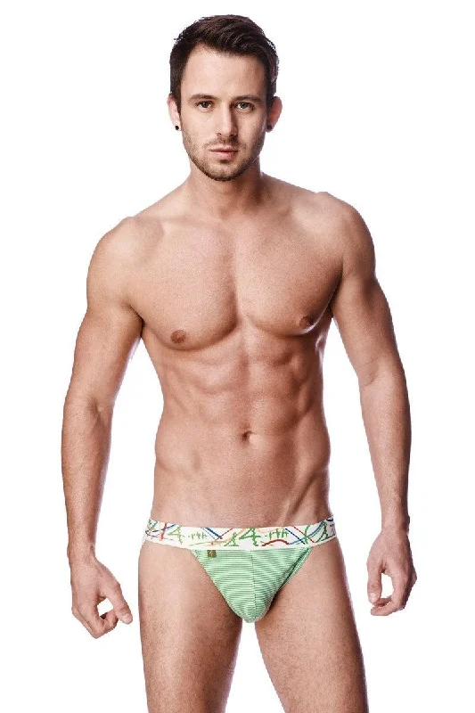 Zen Jock Strap (Green & White Stripe)